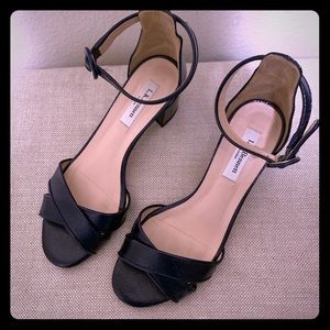 LK Bennett Navy Patent criss cross sandals